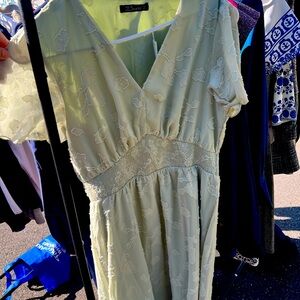 Floor Length Maxi Green Floral Dress